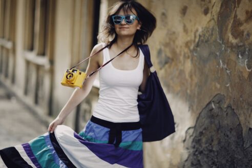 Photo asymmetric skirt